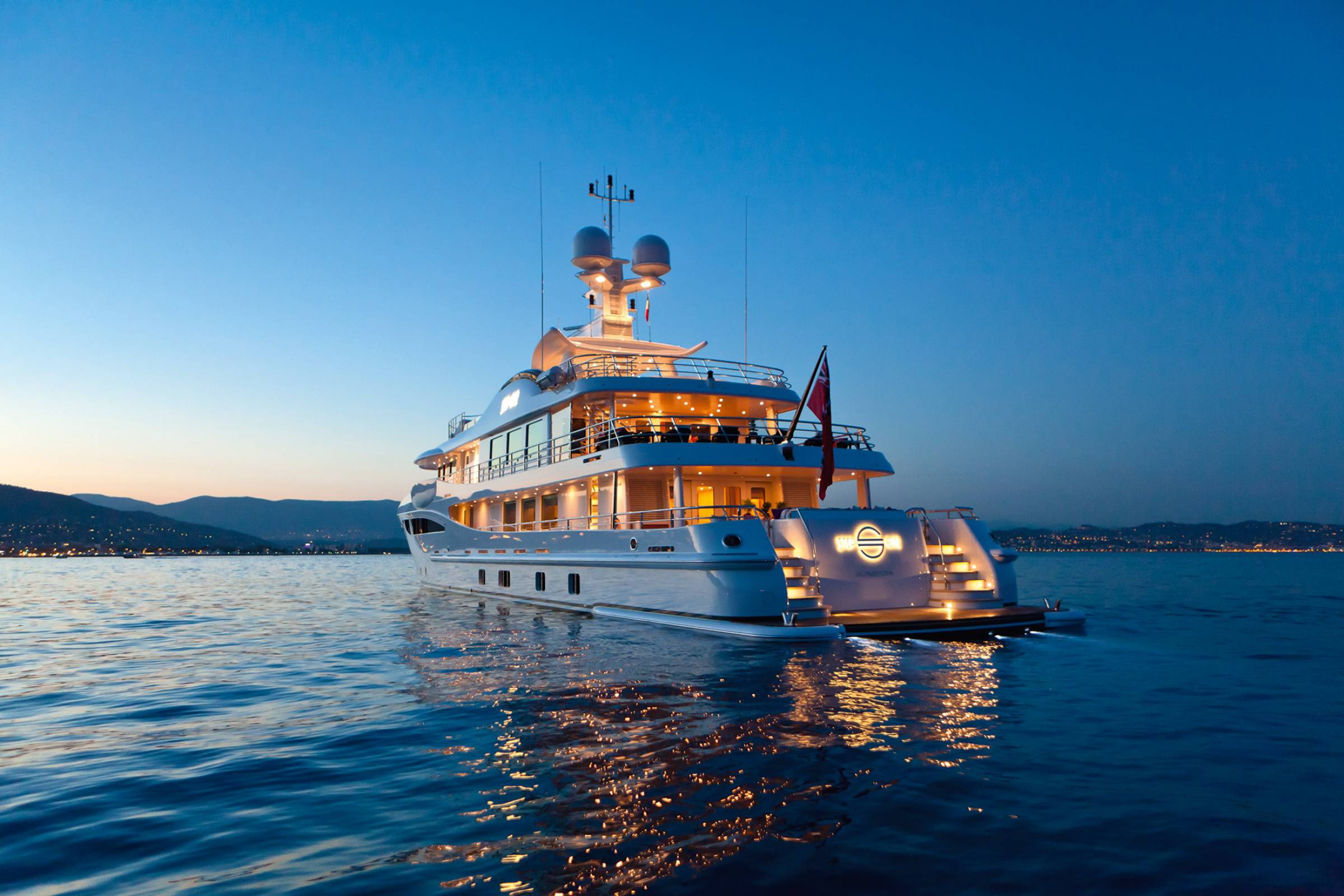 180 Limited Edition Beautiful Dusk Sunset With Yacht Aft Deck 